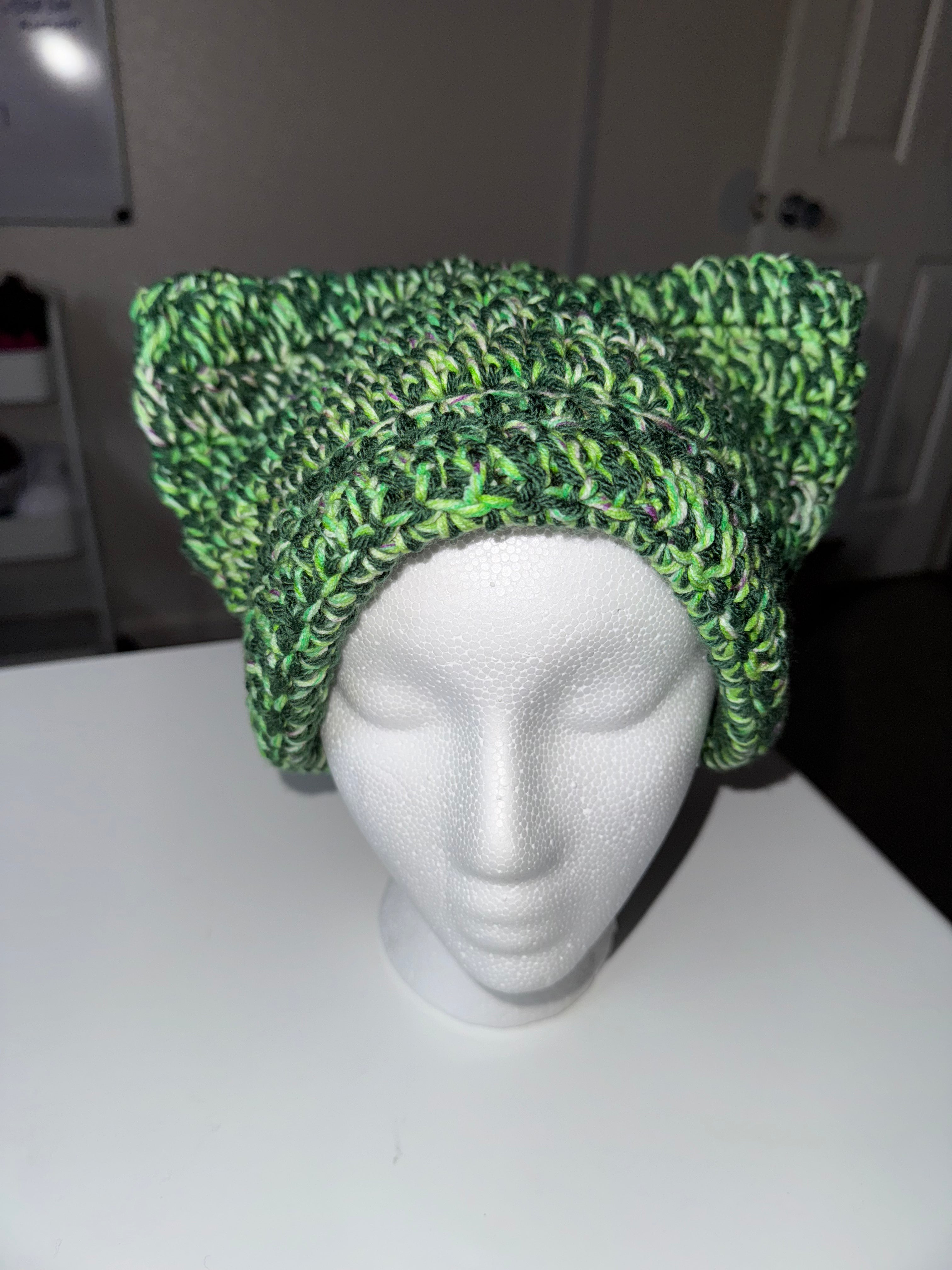 Dual Green Cat beanie