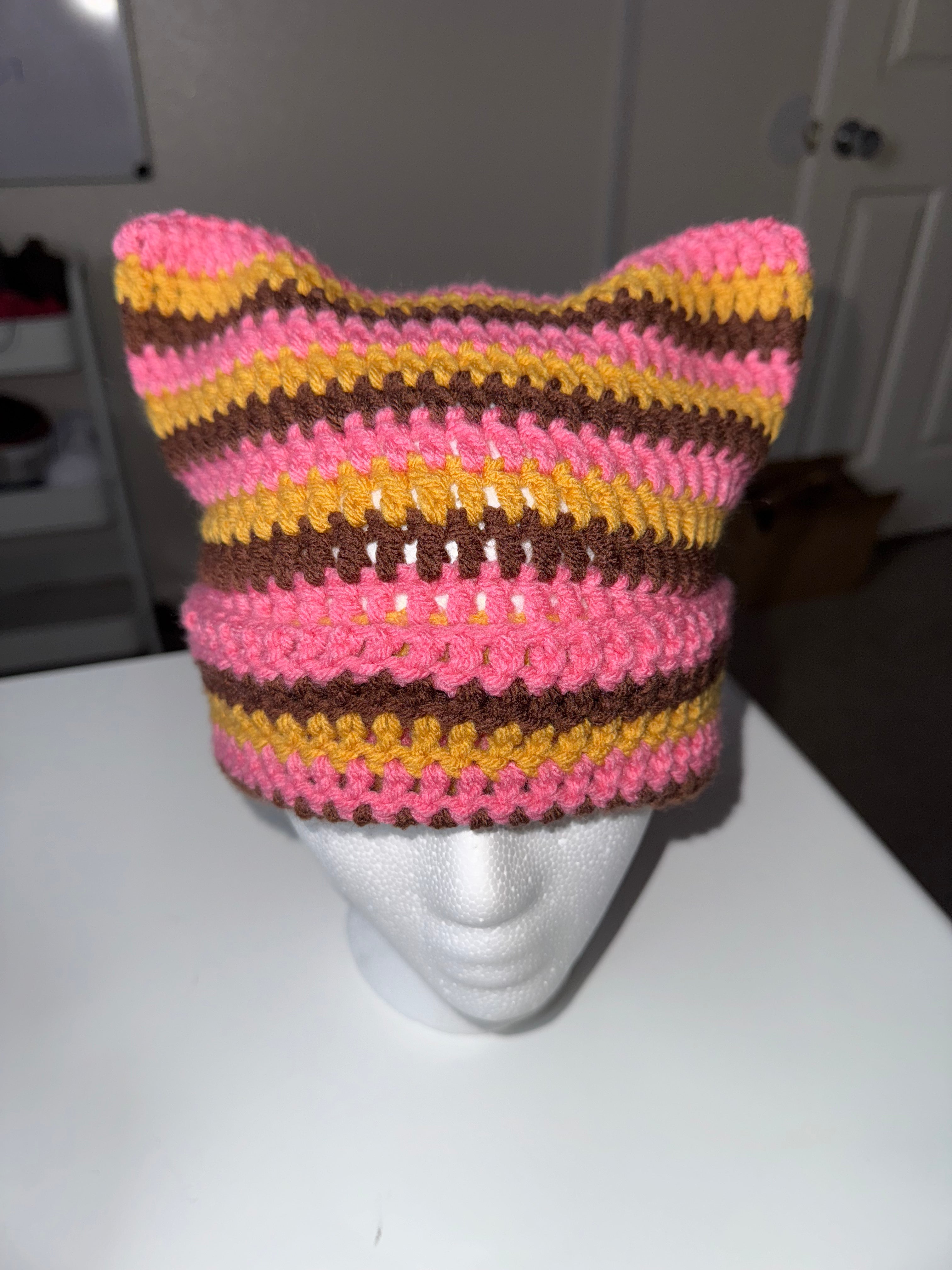 Multi color cat ear beanie