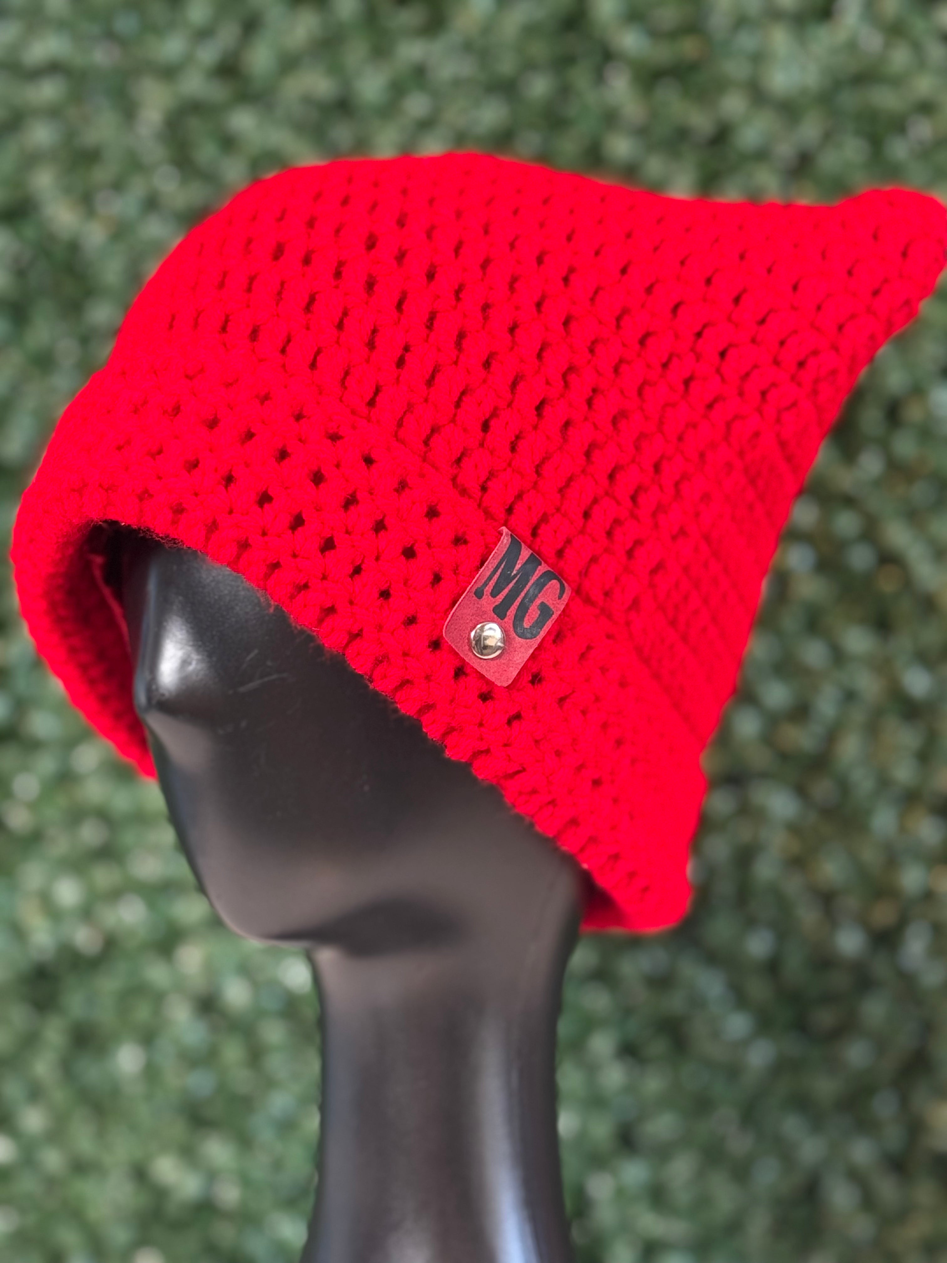 Satin lined "Rojo" Cat ear Beanie