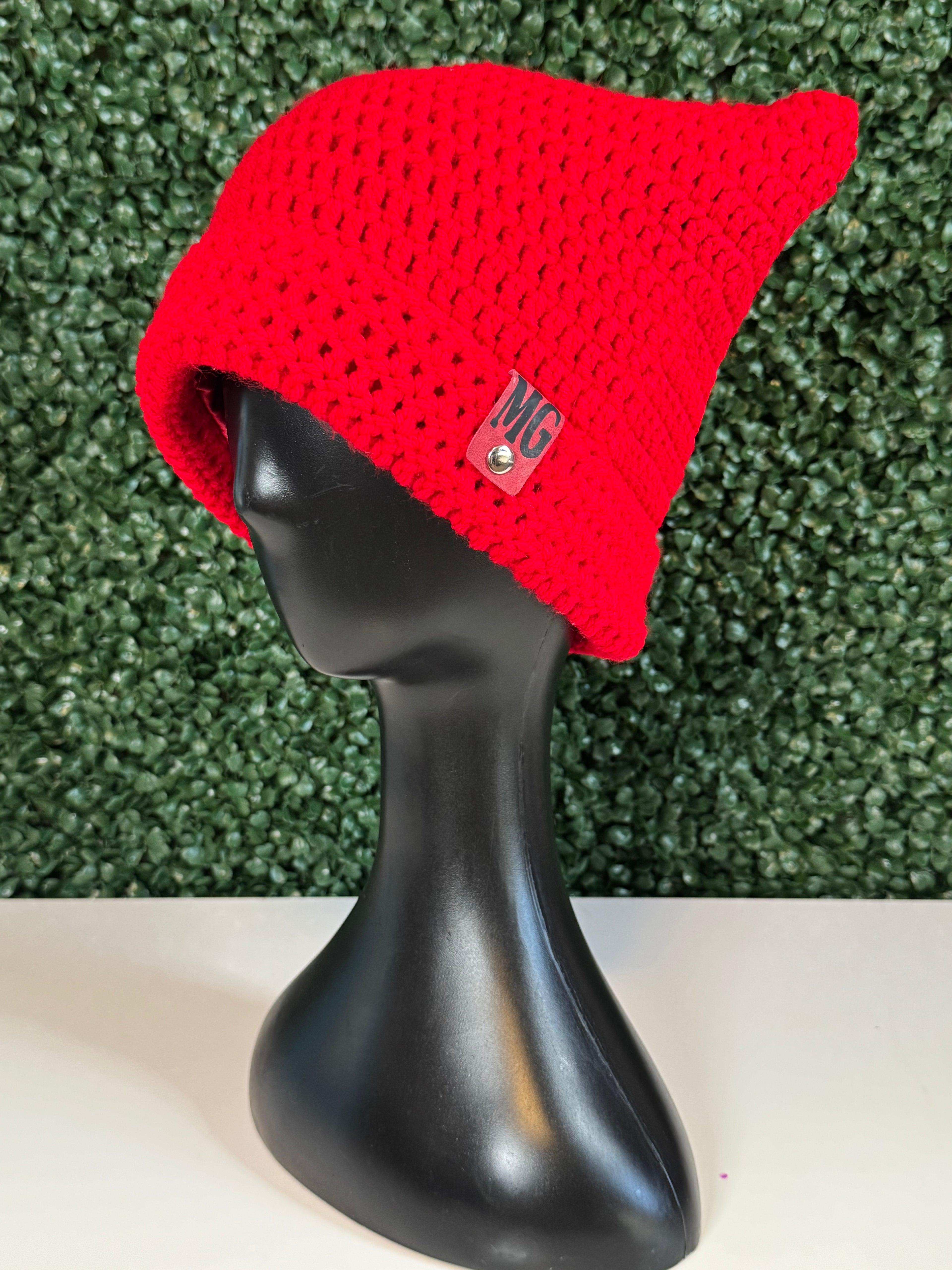 Satin lined "Rojo" Cat ear Beanie