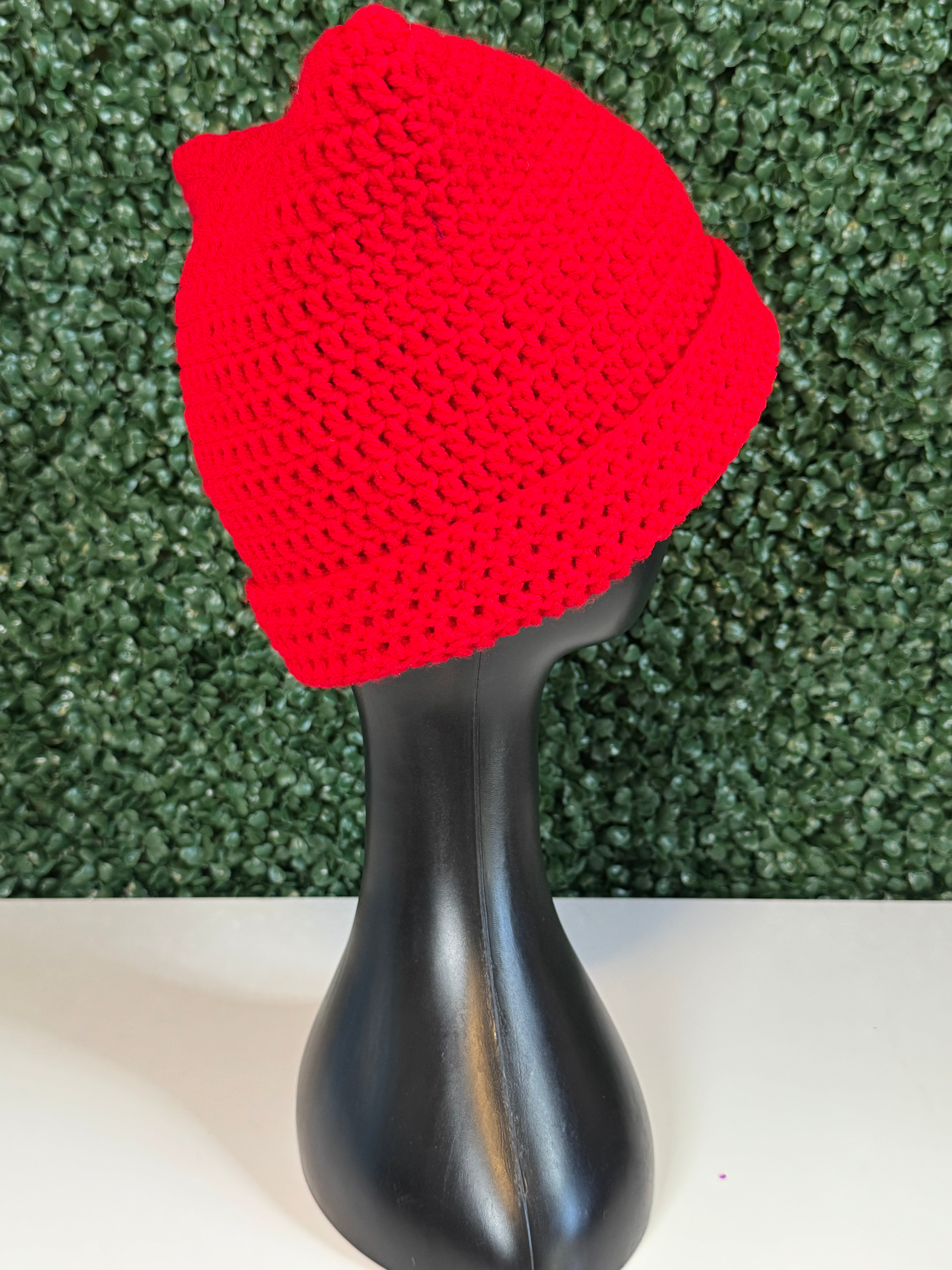 Satin lined "Rojo" Cat ear Beanie