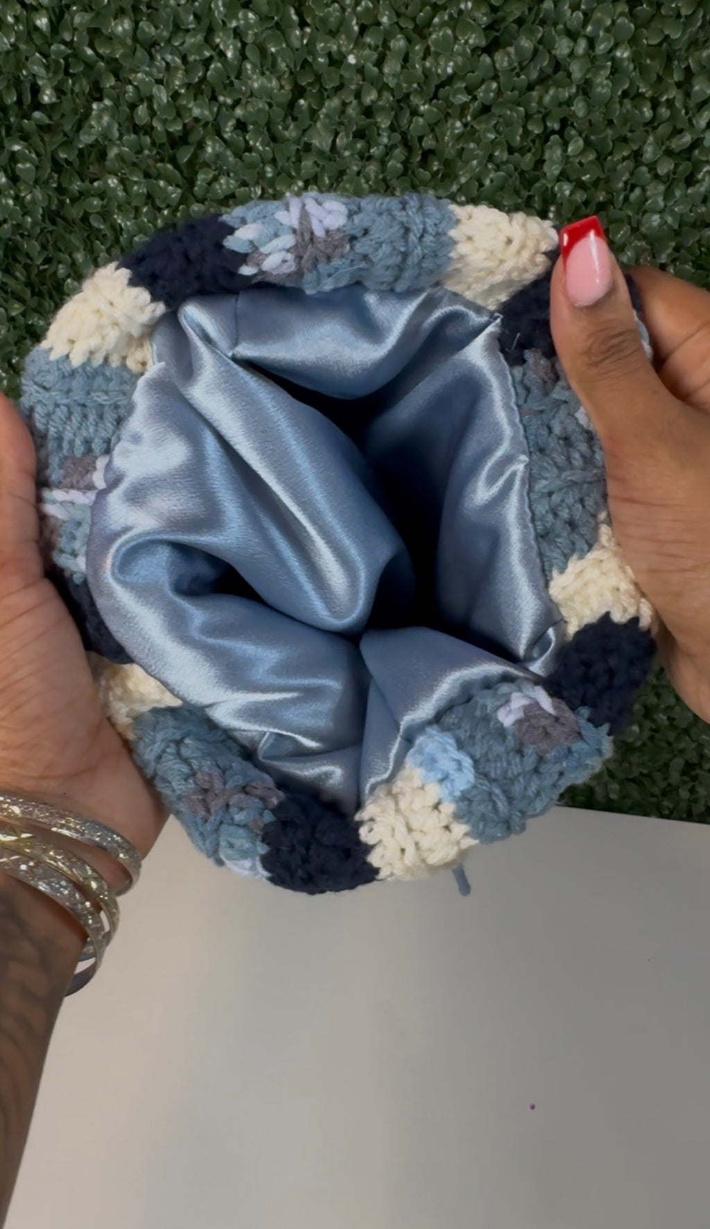 Denim Blues Scrap Yarn Beanie