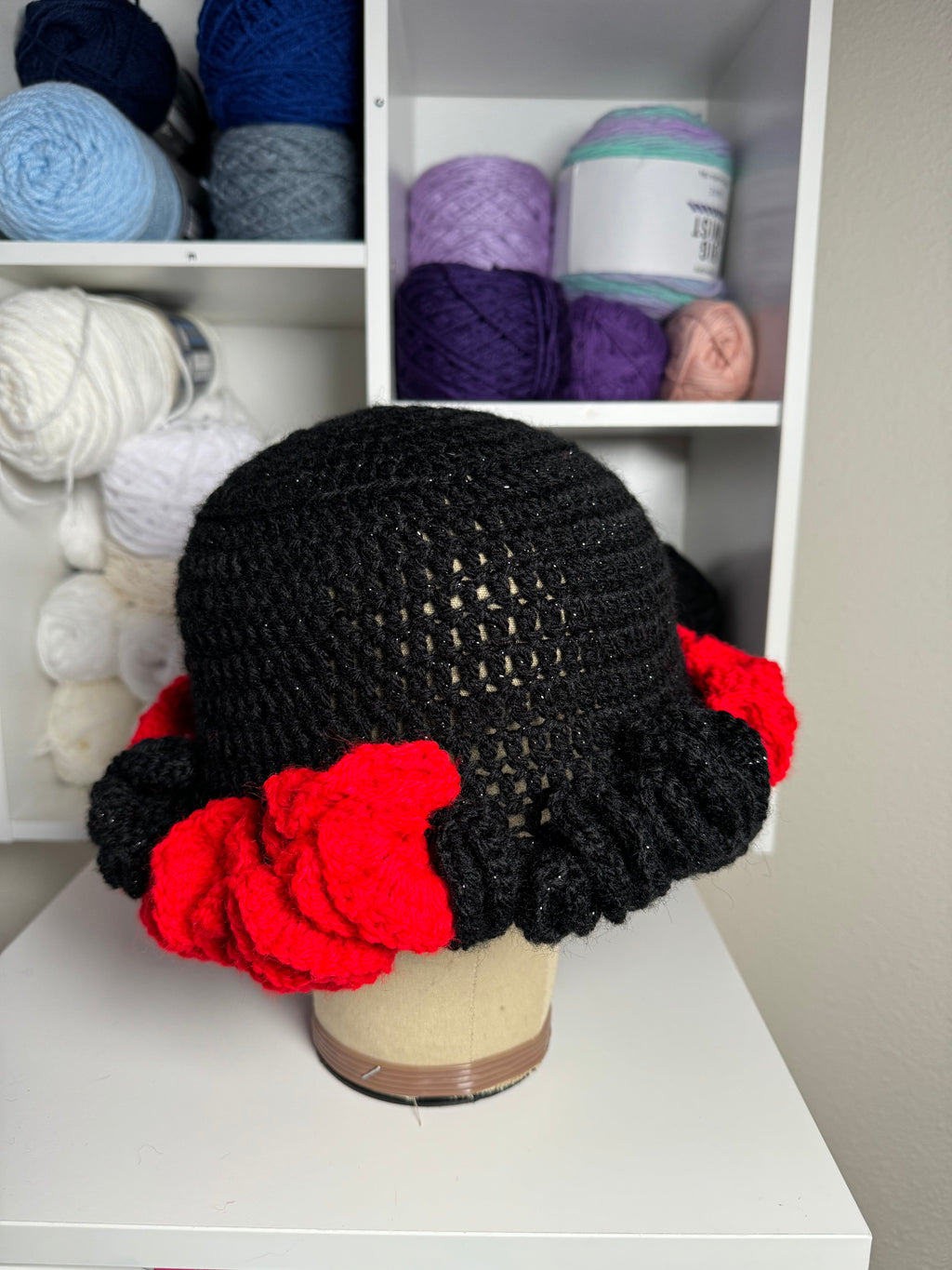 Red & Sparkle Black Ruffle Bucket