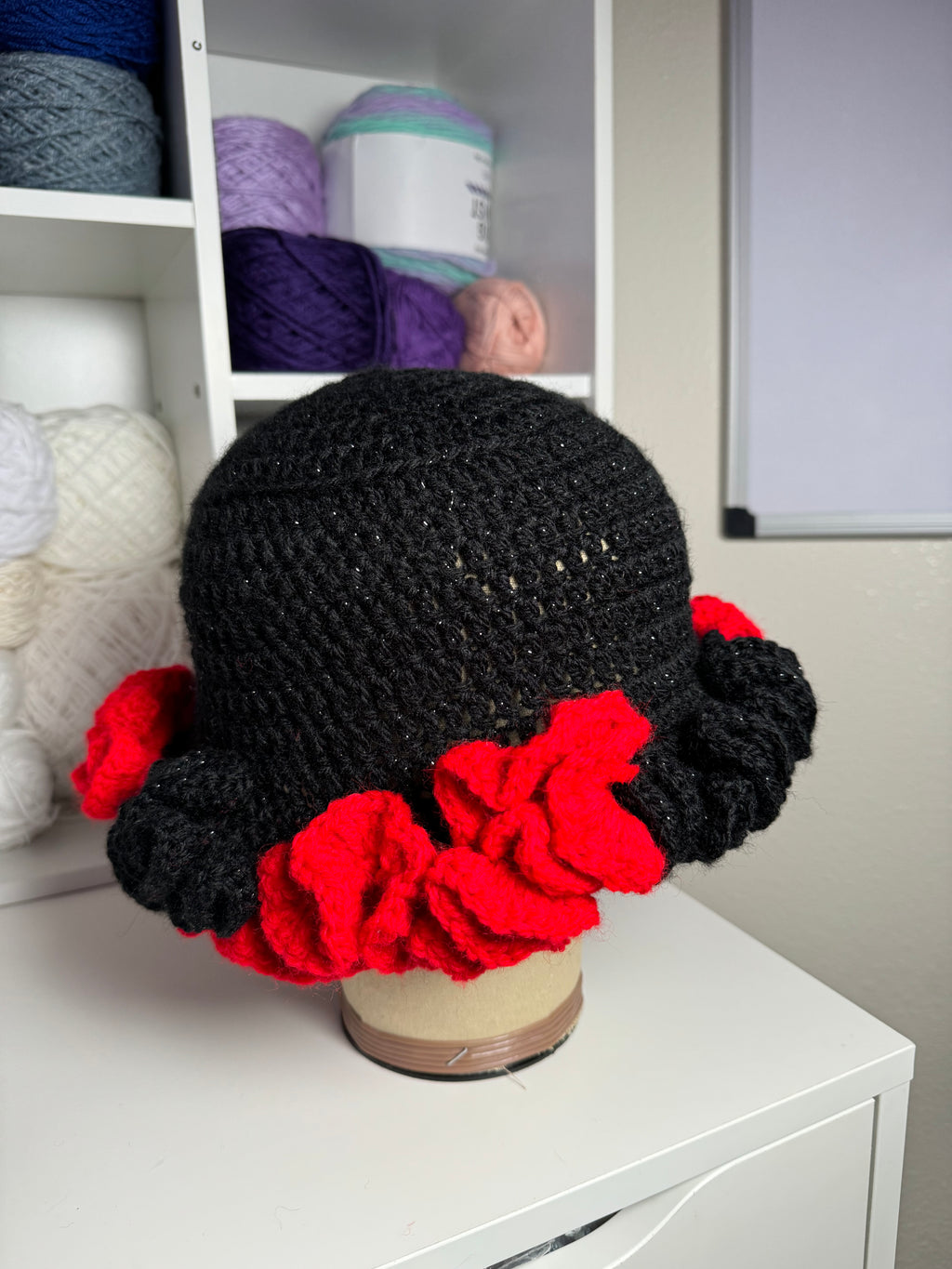 Red & Sparkle Black Ruffle Bucket