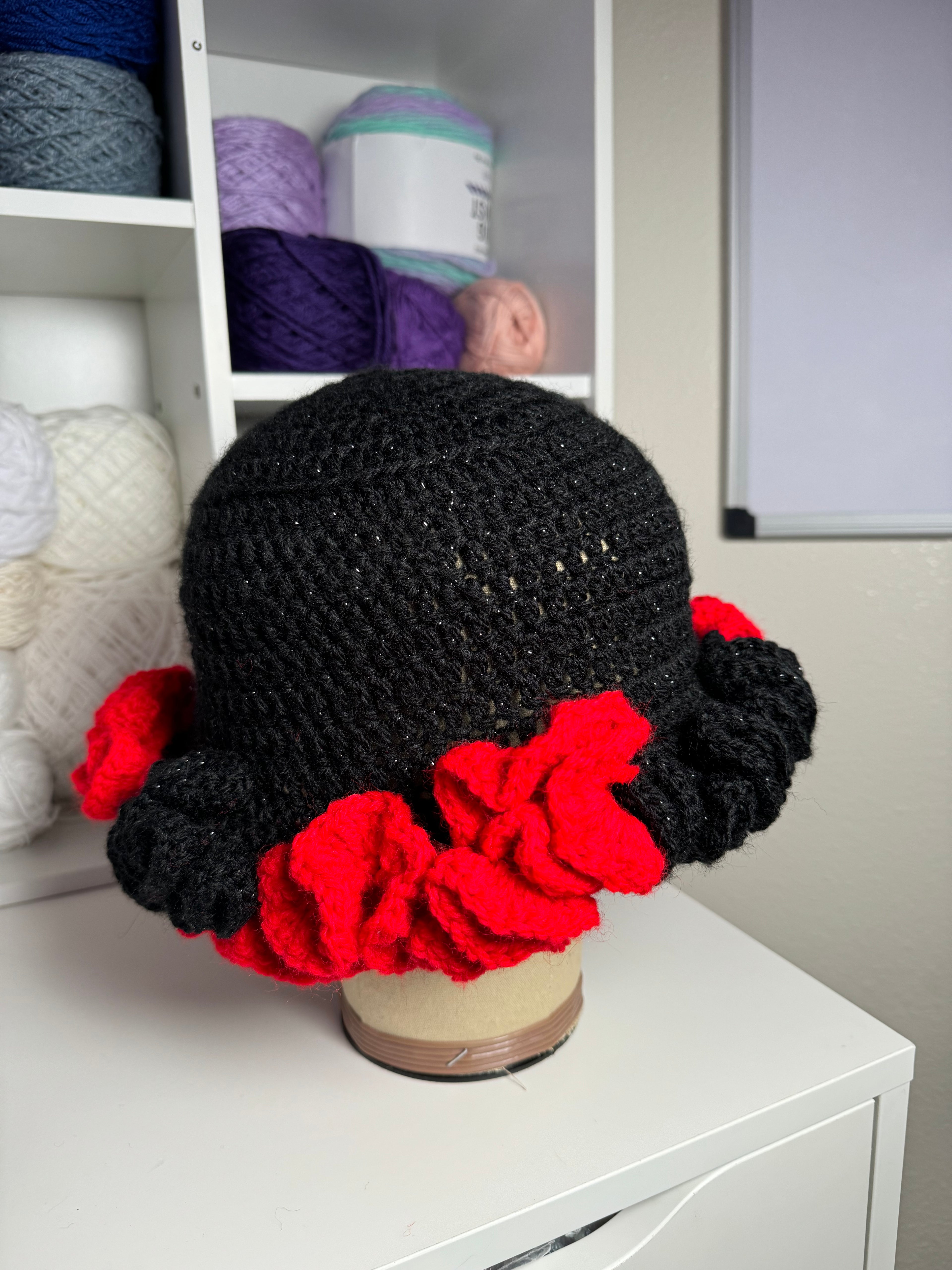 Red & Sparkle Black Ruffle Bucket