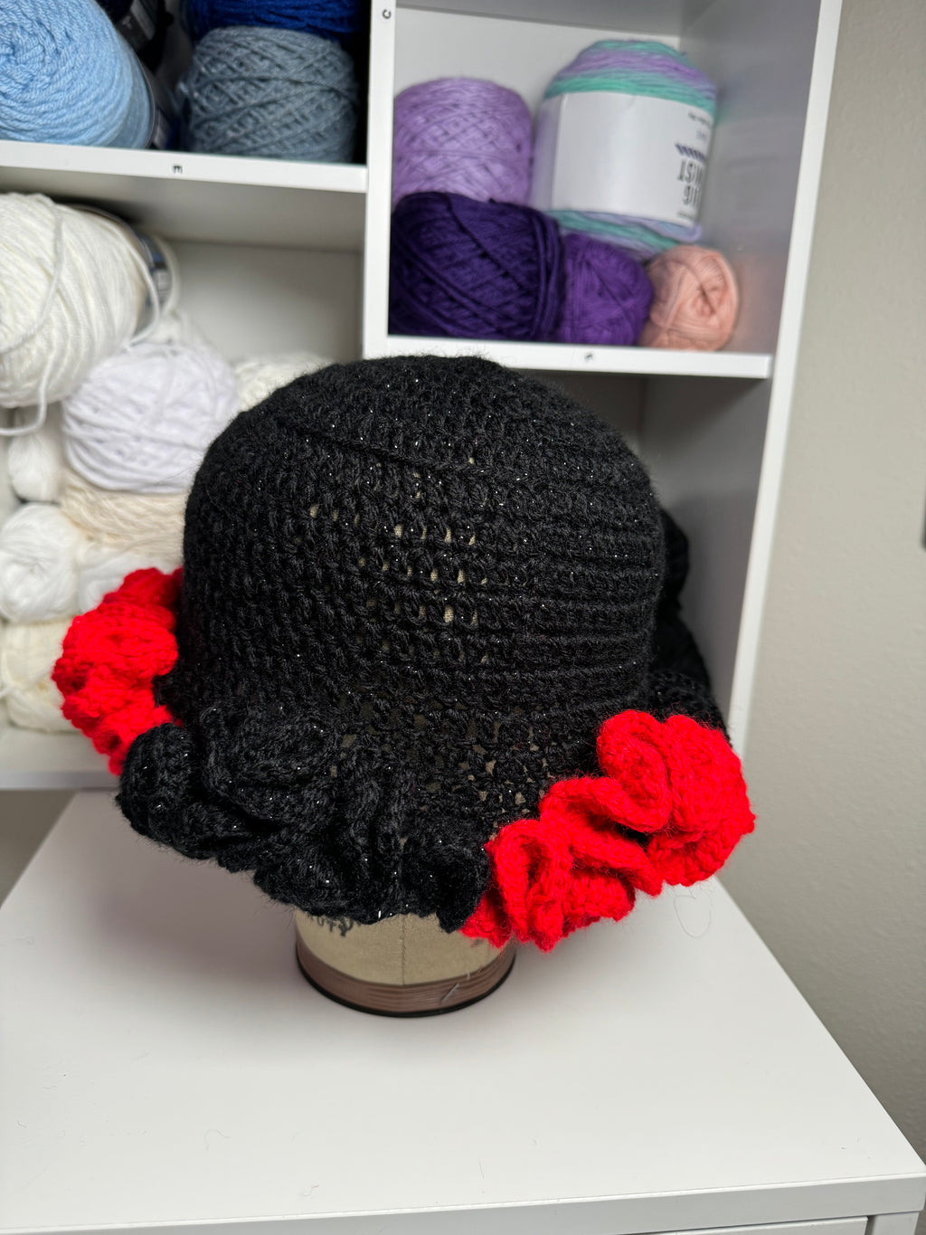 Red & Sparkle Black Ruffle Bucket