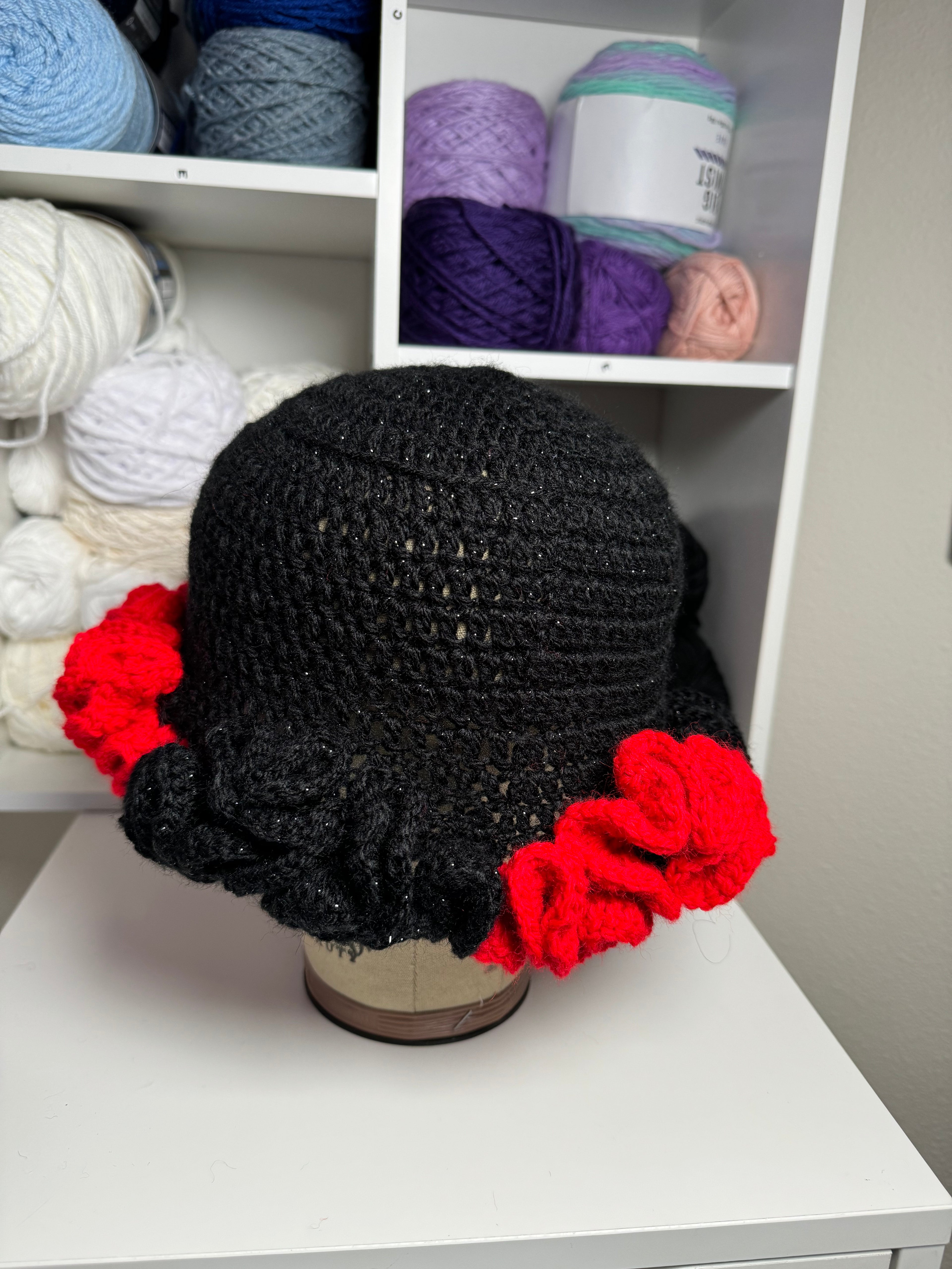 Red & Sparkle Black Ruffle Bucket