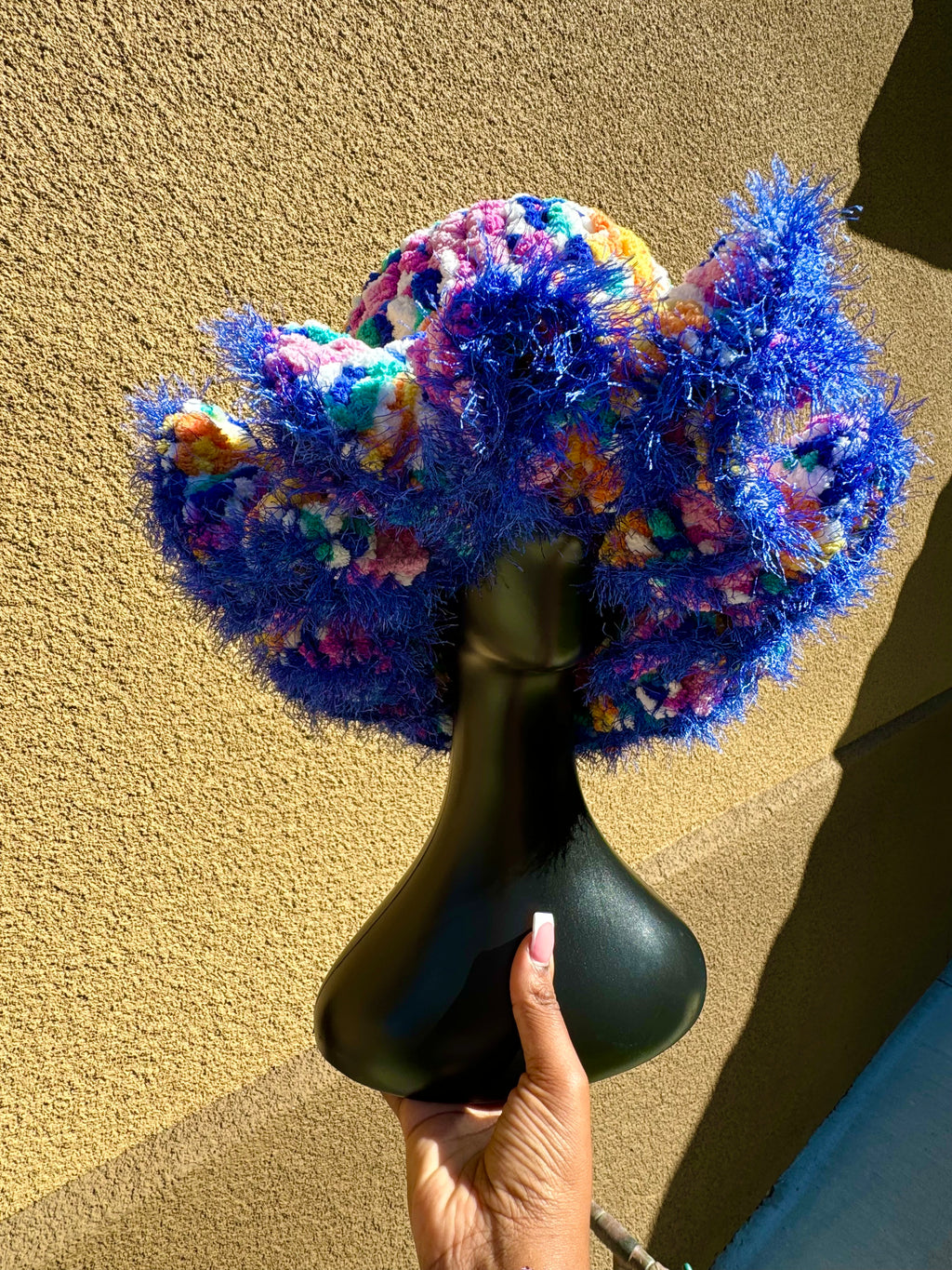 Retro Fuzzy Ruffle Bucket Hat