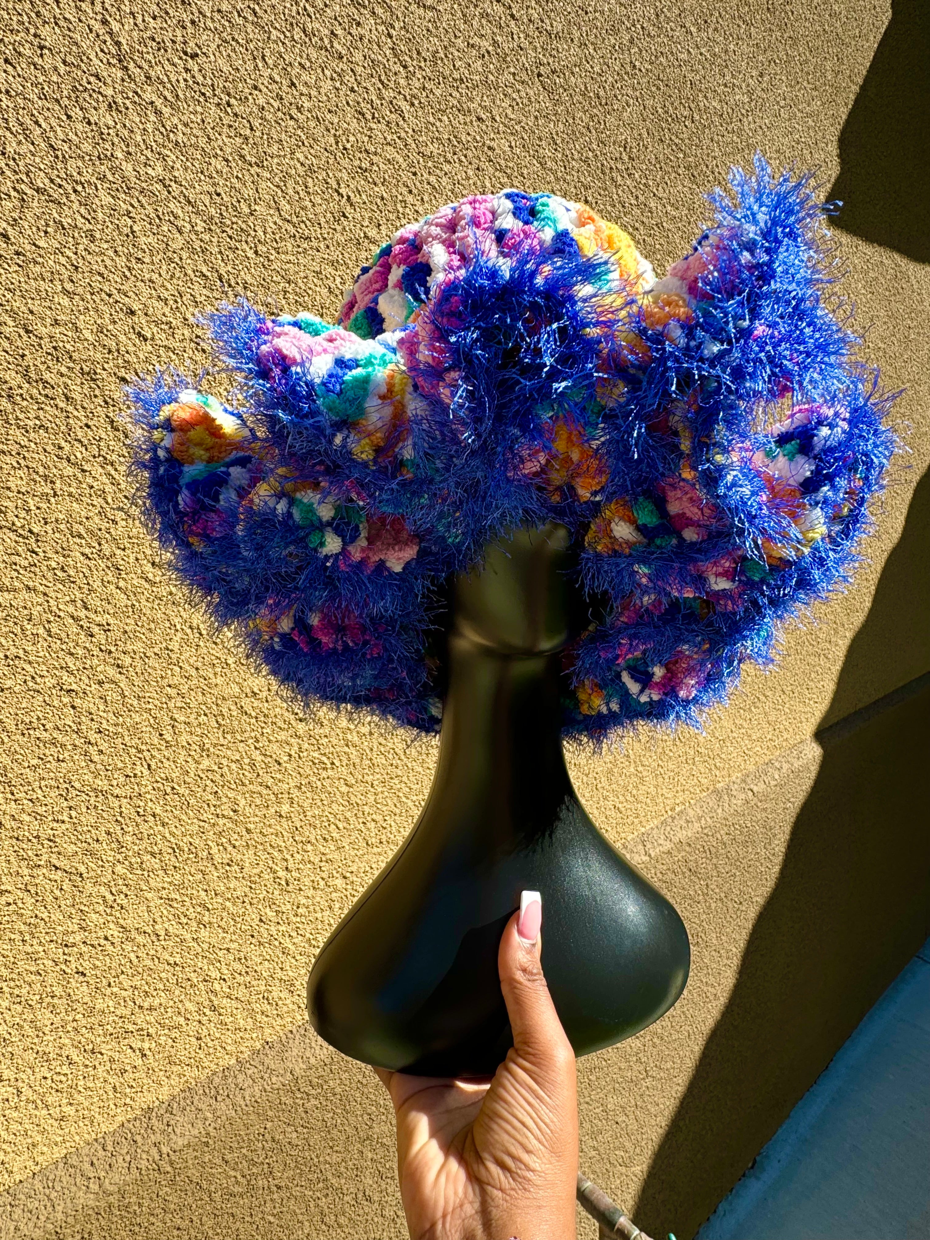 Retro Fuzzy Ruffle Bucket Hat