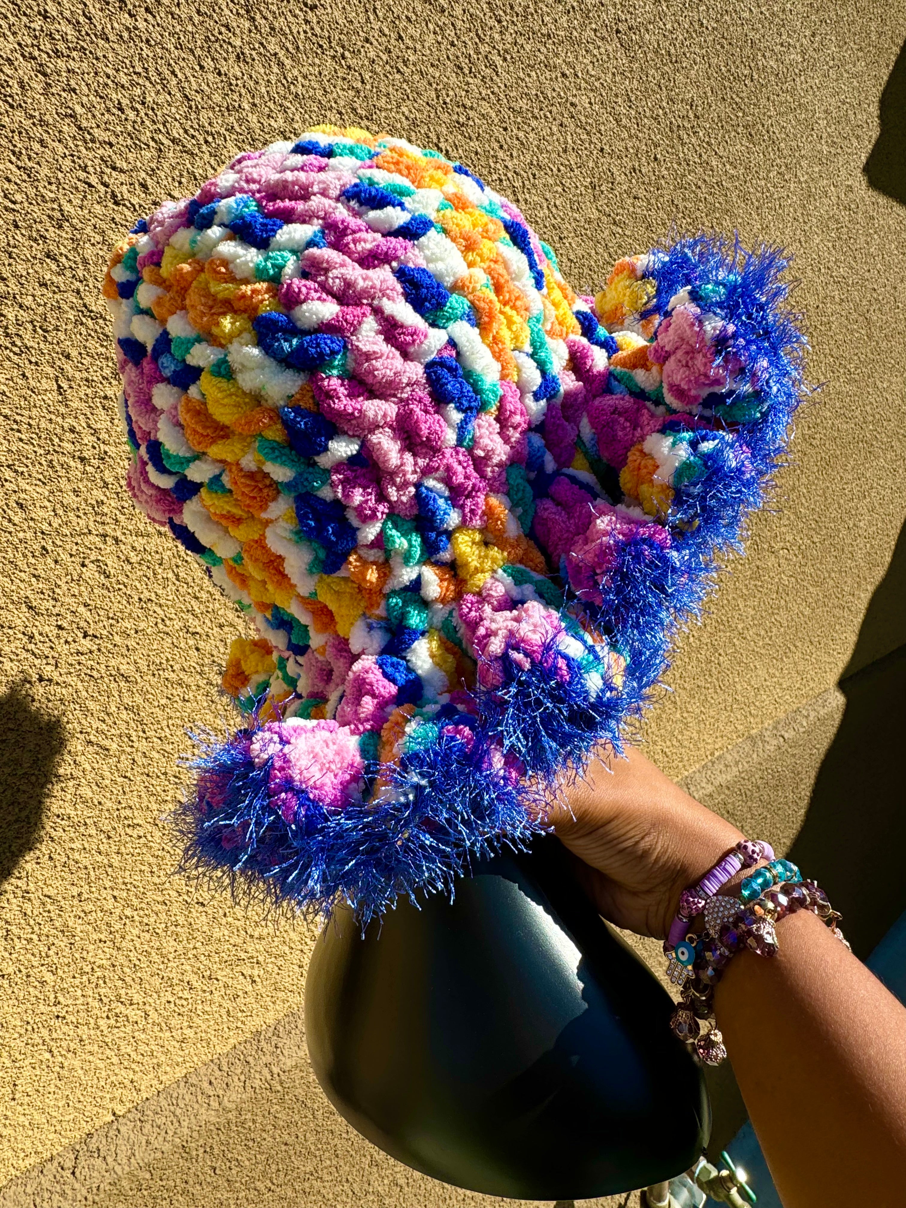 Retro Fuzzy Ruffle Bucket Hat