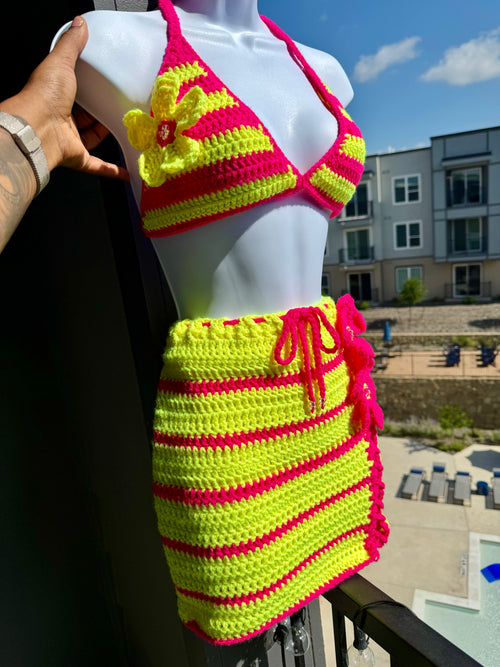 "Summer Paradise" 2 piece bikini skirt set