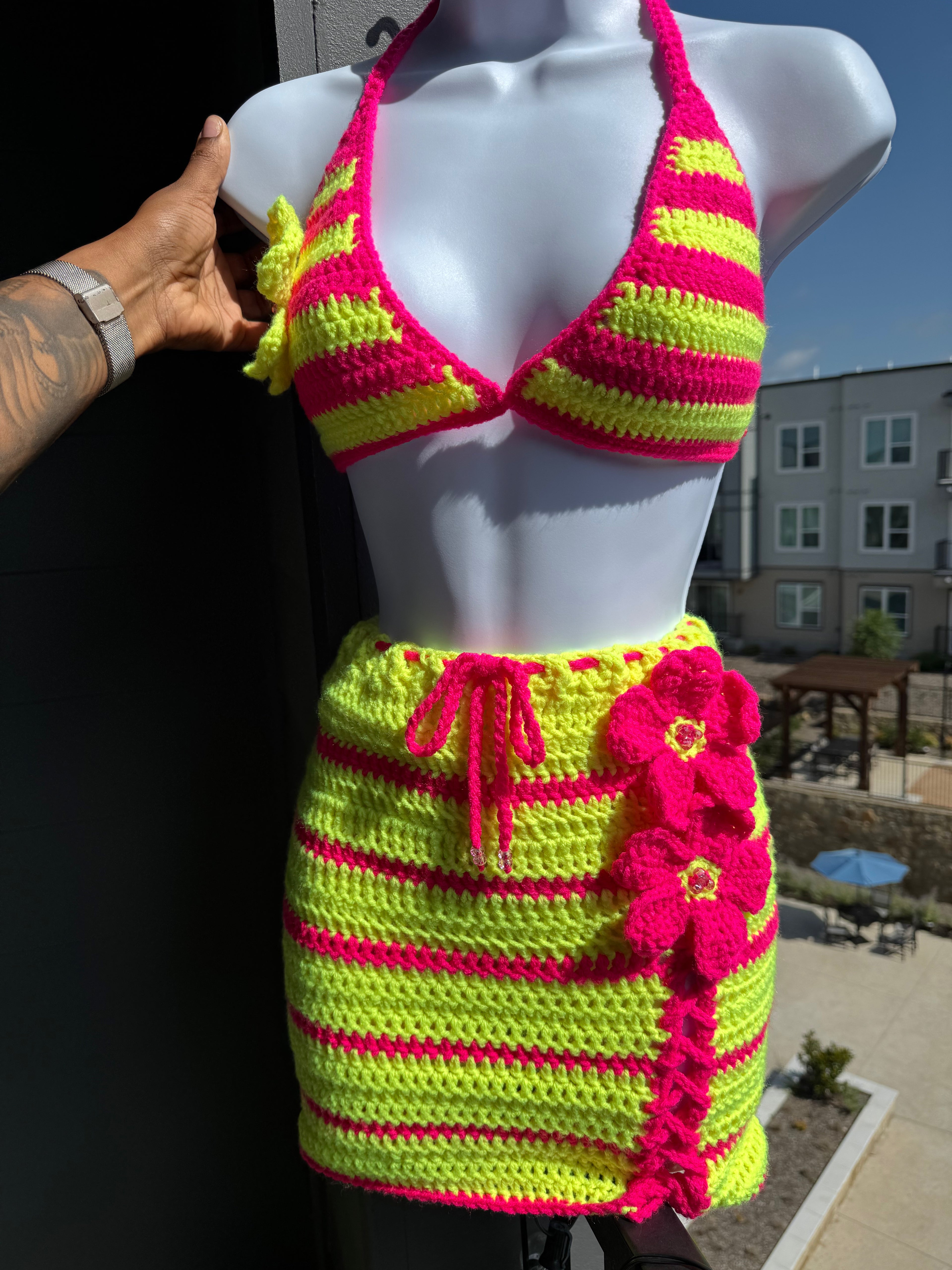 "Summer Paradise" 2 piece bikini skirt set
