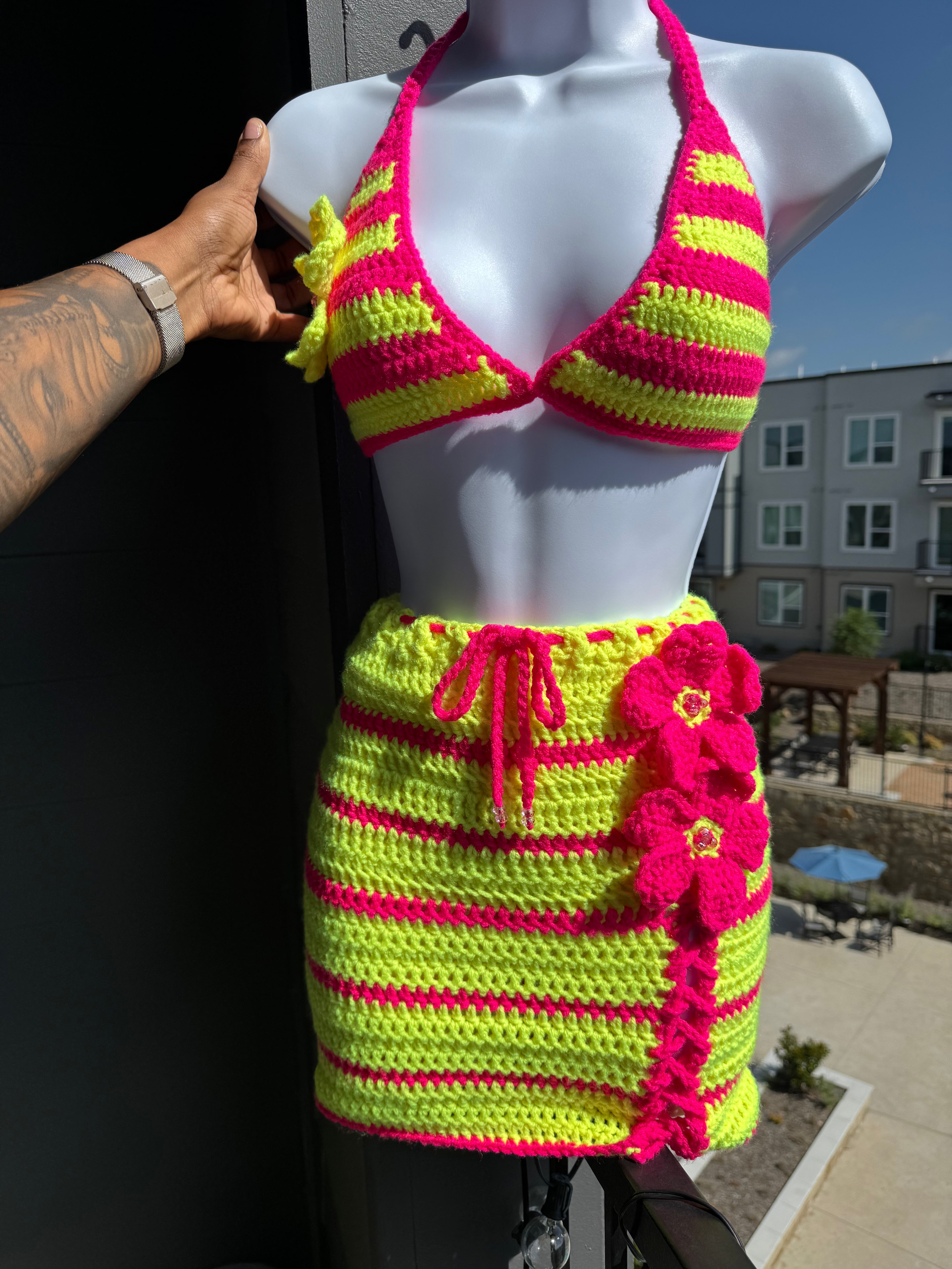 "Summer Paradise" 2 piece bikini skirt set