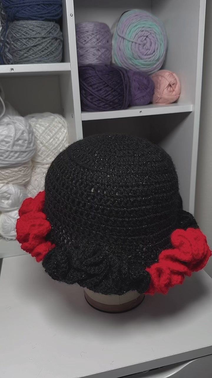 Red & Sparkle Black Ruffle Bucket