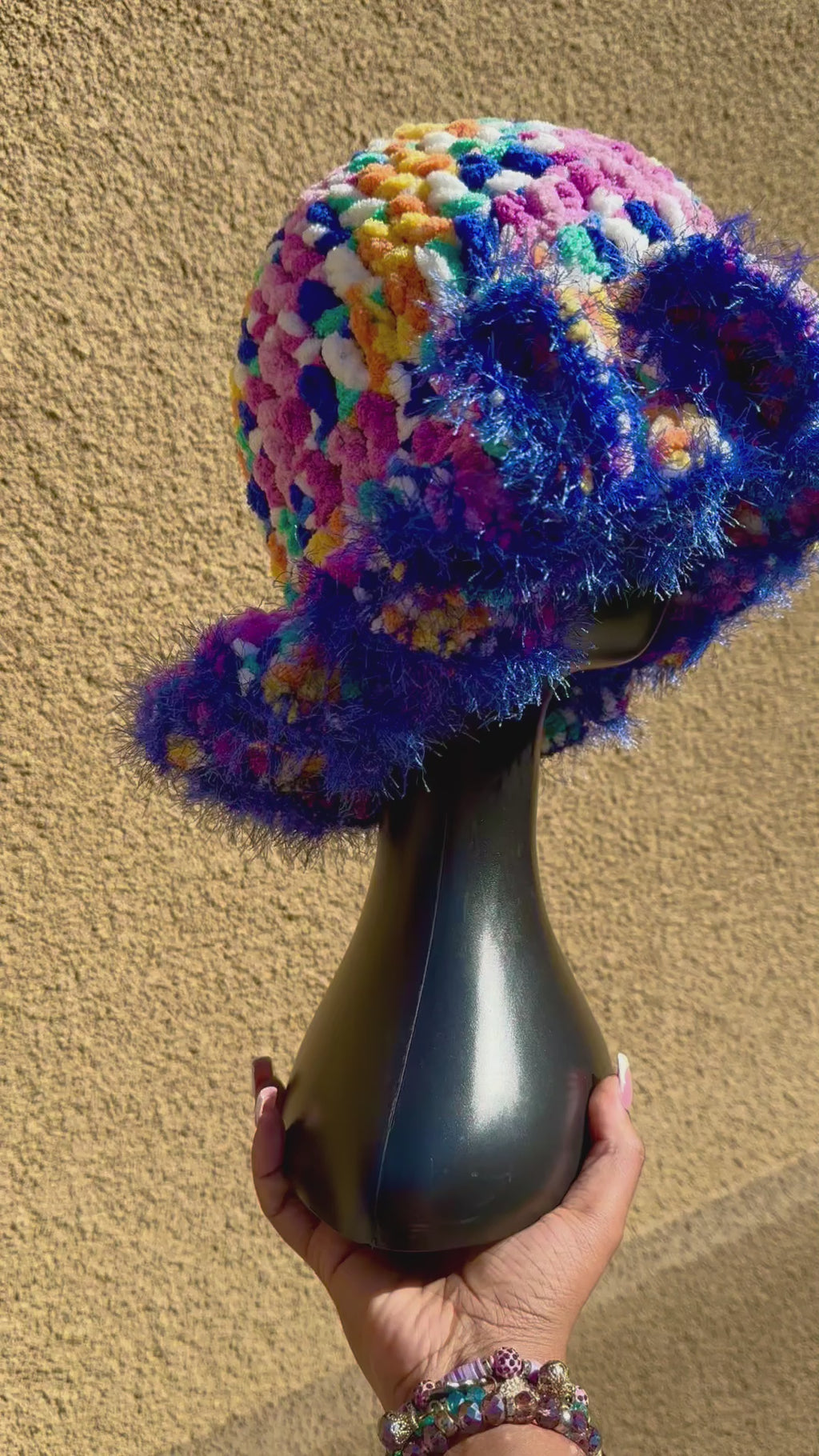 Retro Fuzzy Ruffle Bucket Hat